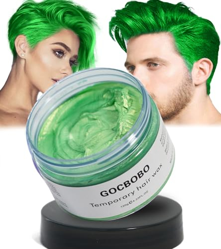 GOCBOBO Cera de Color Temporal Para el Cabello Lavable Verde - Tinte Para Hombres y Mujeres - DIY Peinado Para Fiesta, Cosplay, Halloween - 4.23 Oz