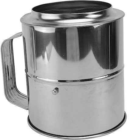UPKOCH 1pc Stainless Steel Flour Sieve Professional Flour Sifter Baking Sifter Sugar Sifting Cup Hand Crank Flour Sifter Hand Crank Sifter Mesh Strainer Sifting Strainer Duster Big Roast