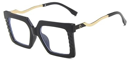 TECH-LINE-DIRECT FASHION ACCESSORIES Großer quadratischer Rahmen für Damen und Herren mit transparentem Glas, für Nerd Geek, Schwarzer Rahmen + klare Linse, Einheitsgröße