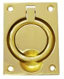 QCAA Solid Brass Large Heavy Rectangular Recessed Flush Ring Pull, 3-5/16x 2-7/16, Polish Brass, Made in Taiwan, 1 Pack