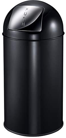 PROREGAL Abfallbehälter mit Pushdeckel & Inneneimer aus Metall | 40 Liter, HxBxT 74x34x34cm | Schwarz