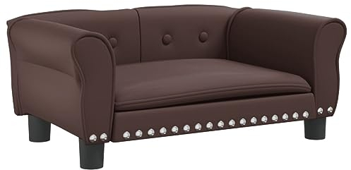 vidaXL Hundebett, Hundekissen mit weicher Polsterung, Hundesofa Hundecouch für kleine Hunde Haustiere, Haustierbett Katzenbett, Braun Kunstleder