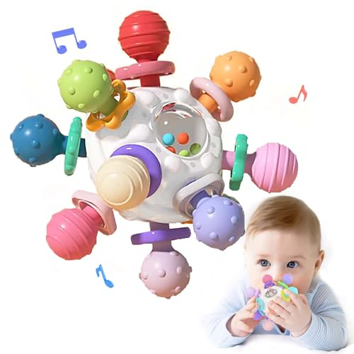 Jouet Dentition Bebe Balle Pour Naissance 0-3 Mois, Sensorielle Jeux d’Eveil Hochet Bébé de développement, Educatif Cadeau Enfant Garçon et Fille 3 6 9 12 mois 1 an