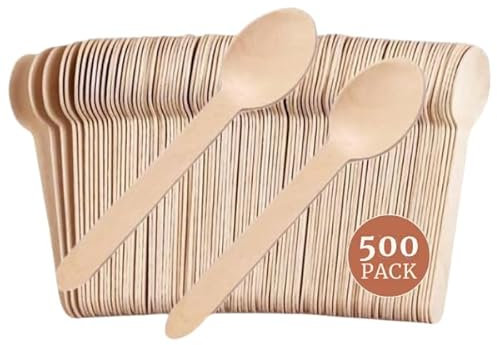 500 x Disposable Wooden Spoons (16cm) - Biodegradable Strong Wooden Cutlery Spoons | Eco Friendly, Plastic Free, Non Toxic - Ideal for Wedding, Picnic, Party, Home, Office & Christmas
