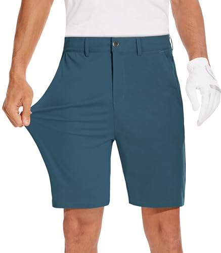 JIM LEAGUE Herren-Golf-Shorts, 17,8 cm / 22,9 cm, Stretch, 5 Taschen, schmale Passform, Hybrid, Freizeitkleid, Arbeit, Reisen, Shorts, Tee, Caddy, schnelltrocknend, LSF 50, Blau, 46