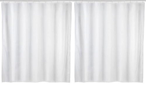 Wenko Duschvorhang Uni Weiß 120 x 200 cm - wasserabweisend, pflegeleicht, Polyethylen-Vinylacetat, 120 x 200 cm, Weiß (Packung mit 2)