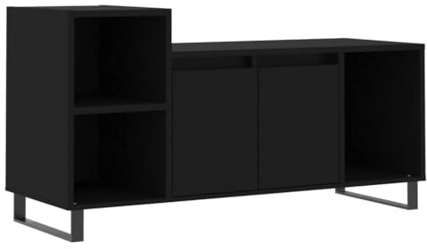 vidaXL Engineered Wood TV Cabinet - Modern Media Unit with Storage Compartments - Black Finish for Living Room or Bedroom