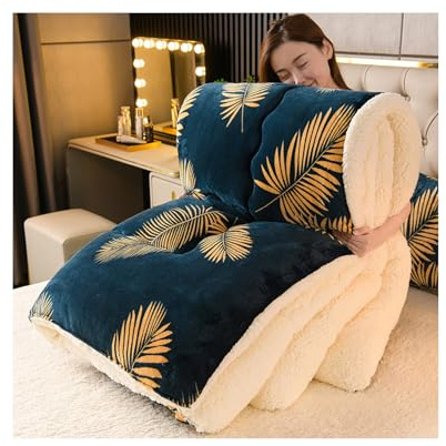 HonunG Bettdecke Winter,Schwere Decke Zum Schlafen,Dicke Bettdecke,Gewichtsdecke,Warme Lamm Kaschmir Decke,Winter Decke Warm,Bettdecke Ohne Bezug Nutzbar (Marine,220x230cm-4kg)