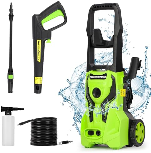 Birtechway Jet Washers 2000W 150Bar 6.5L/min Pressure Washer with Adjustable Nozzle for Car/Patio/Garden Fences/Yard