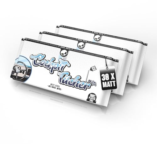 Nuke Guys Cockpit Pflegetücher Matt | 3er Pack mit je 30 Auto Innenraum Tüchern | Feuchte Reinigungstücher zur Cockpitpflege Kunststoffpflege | Cockpittücher Feuchttücher zur KFZ Reinigung Innen