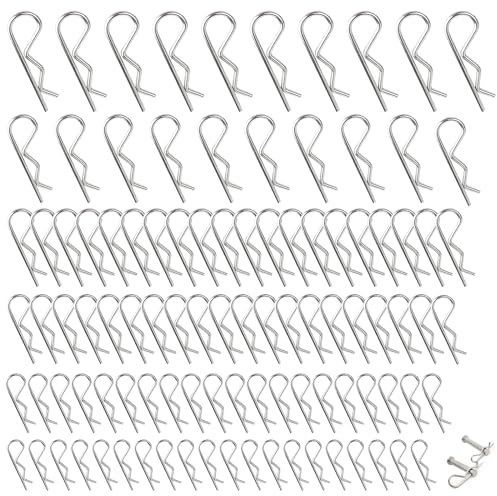 Ryaupy 100PCS Edelstahl Splinte - R-Clips Sicherheitssplint - Splintsortiment Federstecker, Anhängerkupplung Splint für Abschlepptraktoren Rasenmäher(6 Verschiedene Größen)