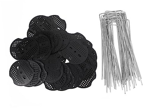 BESPORTBLE 40pcs Garden Stakes Staples u Shaped Garden Sod Pin for Outdoor Plant Support Including Gaskets for Securing Fence Pegs and Swing Pegs Heavy Duty