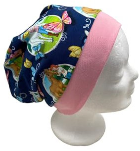 Beanie Mütze aus Baumwolljersey mit Bibi und Tina-Motiv (Gefüttert mit Baumwollfleece, Kopfumfang 50-55 cm)