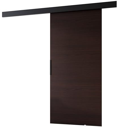 MINIO go for it - Porte Coulissante Interieur 96 cm, Système Porte Coulissante PRIM A, Porte Interieur, Montage Mural, Portes de Chambre, Portes Coulissantes - Wengé/Noir