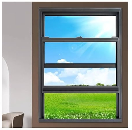 XILYZMO Schiebefenster Kippfenster, Horizontale Schiebefenster Mit Gehärtetem Glas, Mit Griff Aus Aluminium, Mobile Geschäftsschiebefenster Für Scheunen Und Garagen(55X90CM)