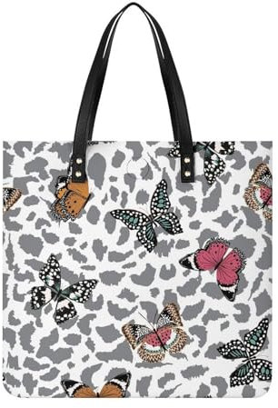 FZRTGOP Retro Schmetterling Damen Shopper Handtasche Umhängetasche Schultertasche Für Büro Schule Einkauf 39x39cm