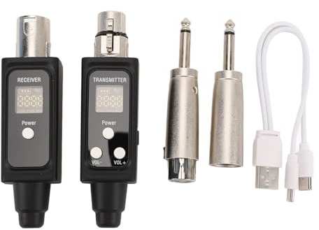Annadue 2.4GHz UHF Wirelessly XLR Transmitter and Receiver, Wirelessly Microphone Adapter with Noise Reduction Volume Reverb, Rechargeable Mic Adapter for Dynamic Microphone PA System