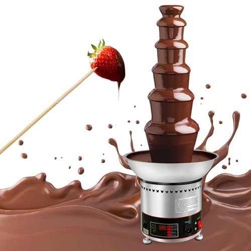 AIZYR Fuente Comercial De Chocolate Fuente De Chocolate Eléctrico De Acero Inoxidable, Máquina De Fuente De Olla Caliente Chocolate, Salsa De Barbacoa, Queso, Licor,6 Tiers