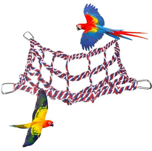 Wellensittich Kletternetz, Vogel Seil Kletternetz, Vogelseilnetz Hängematte Schaukel, Ratten Kletterseilnetz, Kleines Haustier Kletternetz, Buntes Vogel Seilnetz,für Vogel, Papagei, Kleintier, Hamster