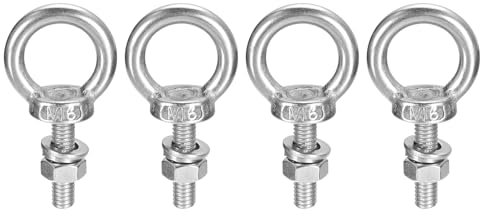 Sourcing Map M6 x 20mm Lifting Eye Bolt Set - 4 Sets With Nut Washer, 304 Stainless Steel Shoulder Ring for Hanging Items