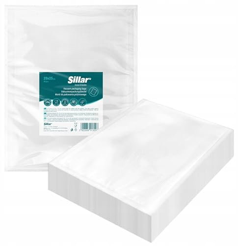 Sillar vakuumbeutel lebensmittel Vakuumierbeutel 50 Beutel 20x25cm für zur Mehrheit Vakuumierer & Lebensmittel Vakuumiergerät, Kochfest und Sous Vide Gefrierbeutel, -20-100℃, BPA-frei