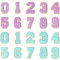 PATIKIL Chenille Number Patches, 20 Pcs Iron on Number Patch Number Embroidered Patch Glitter Applique for Hat Jacket Clothing Bags DIY Decoration Backpack, Number 0-9 Purple Blue