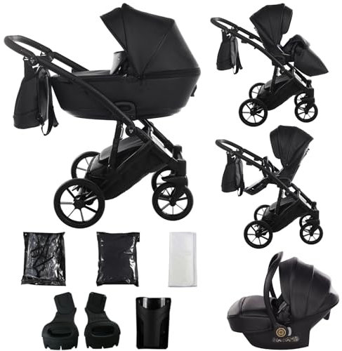 Junama Kinderwagen Space Eco 2in1 3in1 4in1 (03 - Schwarz, 3in1 mit Autositz)