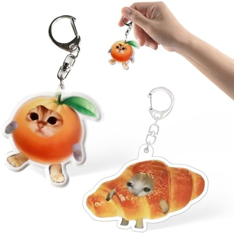 TEOZBLU 2 PièCes Porte-CléS Avec Des Chats, Pendentifs En Forme De Chat, Porte-CléS Amusants, Chats Miniatures, Cadeau Chat, Cadeaux Pour Les Amoureux Des Chats