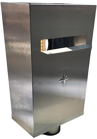 zbs24 Wasserfangkasten aus Titanzink für die Flachdachentwässerung 390x242x150mm, Zulauf mit ingetrierter Dichtung, Ablauf 100mm, mit Revisionsöffung und Abdeckung (Zulauf 110mm - Ablauf 100mm)