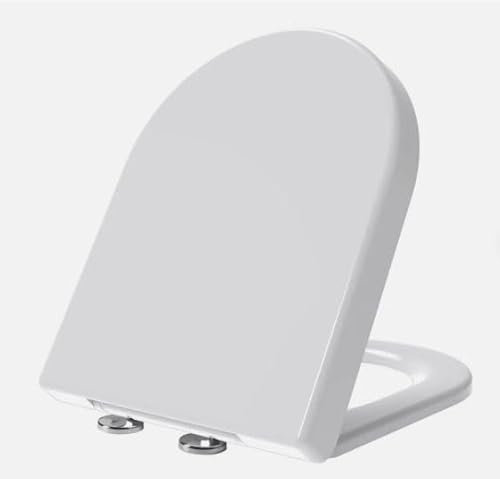 D Shape White Toilet Seat Heavy Duty, Soft Close Adjustable Hinge Quick Release Top Fixed Toilet Seat Cover Bathroom