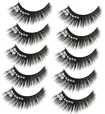 IWOWHERO 5paires Faux Cils Avec Décoratifs Longs Et Pour Cils Cosmétiques Artificiels Naturels Femme