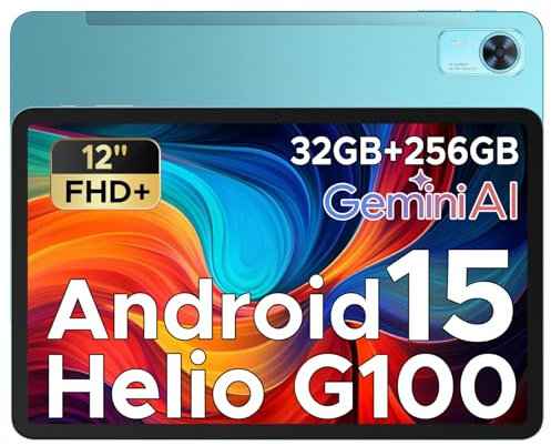 DOOGEE Tab E3+ Helio G100 Octa-Core, Tablette 12 Pouces, FHD+ 90HZ, Tablette Android 15, 32Go + 256Go, Tablette avec Carte SIM, 8800mAh, 13MP+5MP, 7,5 mm/Face ID/Quatre Haut-Parleurs, Bleu