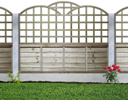 Triple Dome Pack of 4 6x2ft (W: 6ft x H: 2ft) Traditional Art Deco Style Cloud-Topped Pressure-Treated Trellis Panel 100-120mm Squares Fence Topper/Wall Art Width 1828mm x Height: 860mm