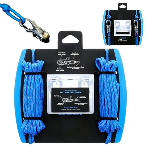 Cord & Rope Tightening And Cinching Tool With Rollercam Technology, Easy Secure Tie Down For Outdoor, Camping, & Boating Guy Lines, 6-Pack Includes Accessory Cord & Carry Case