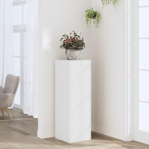 Mokuyary Pflanzenständer aus technischem Holz, weiß, 33 x 33 x 100 cm, hohles Regal, hochfest, kann mit Sand und Kies gefüllt werden, für Blumen, Blumentöpfe, Hauspflanzen