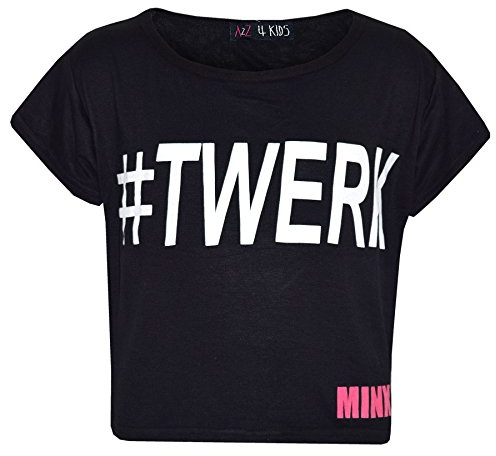 A2Z 4 Kids #Twerk Girls T-Shirts Short Sleeves #Twerk Crop Top Soft Feel Lightweight - Top Black 13