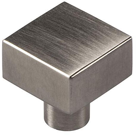 GedoTec Möbelknöpf Edelstahl Küchen-Knöpfe für Schubladen & Schranktüren - Sonja | Türknopf für Kommoden & Möbel-Schränke | Möbelknopf silber | 25 x 25 mm | 1 Stück - Möbelknauf eckig mit Schrauben