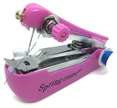 Mini Hand Nähmaschine OHNE Strom OHNE Batterien für Unterwegs und Zuhause PINK