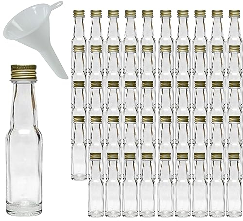 mikken 50 Mini Glasflaschen 20 ml mit Schraubverschluss inkl. Trichter