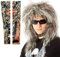 ALLAURA 70er 80er Jahre Rocker Perücken + Tattoos Kostüm Set Glam Haarband Rockstar Vokuhila Perücke + Tattoo Ärmel Heavy Metal Perücken Metall Haarperücke | Rockstar Perücke für Männer — Rockstar
