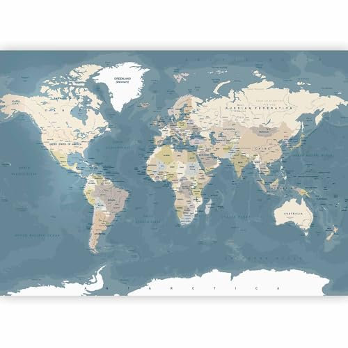 murando - Papier peint panoramique Carte du monde 350x256 cm - Revêtement mural décoration salon - Design moderne - Inscriptions de cartes de continents dans le monde vintage anglais k-B-0063-a-a