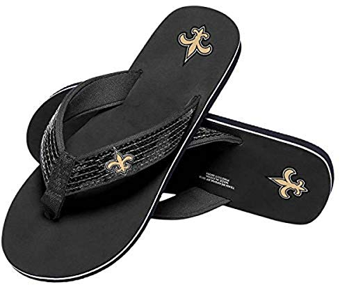 FOCO Damen Team Logo Sandalen New Orleans Saints NFL Flip Flops mit Pailletten, Größe M, Teamfarbe