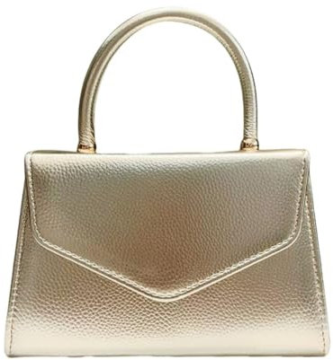 LeahWard Women's Faux Leather Clutch Bag,Top Handle Wedding Handbags (Gold)