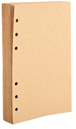 ewtshop® Ringbuch Einlagen aus Kraftpapier, blanko, 80 Blatt, A6, 6 Löcher, braun, Nachfüllpapier, Refill