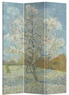Fine Asianliving Paravent Raumteiler Rosa Pfirsichbaum Van Gogh B120xH180cm 3 Paneele