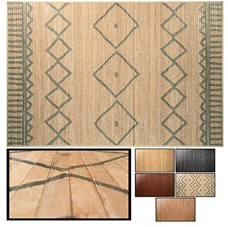 LucaHome – Alfombra bambú Uganda Ideal para Interior, Alfombra bambú para Cocina, salón, despacho, Dormitorio con Cenefa, Alfombra de bambú Antideslizante (Rombos, 120x180cm)
