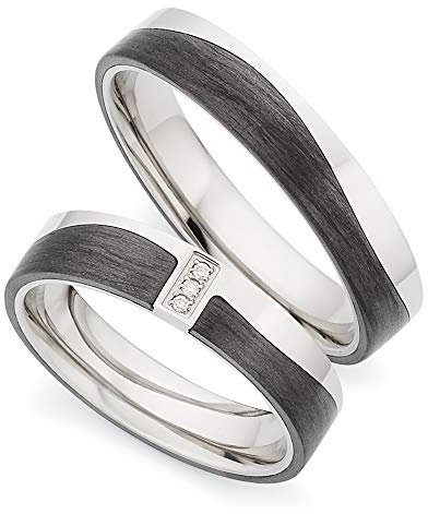 123traumringe Eheringe in Carbon & Titan I Partnerringe mit 3 Brillanten & Etui I Gravierbare Eheringe mit Ringgröße 50-70 mm I Hochwertige Verlobungsringe in 4,5 mm Breite & 1,8 mm Stärke I P5