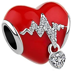 Breloque en forme de cœur avec inscription « Love Key to My Heart » - Compatible avec les bracelets Pandora - Cristal entrelacé - Or rose et rouge, taille unique, Métal, Pas de pierre précieuse