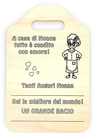 NM Idee Regalo nonna compleanno Idee regali per la nonna o mamma anziana Tagliere Targa Targhetta in legno Personalizzabile per nonna da nipote regali di Natale o Festa dei nonni