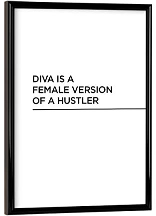 artboxONE Poster mit schwarzem Rahmen 18x13 cm Typografie Diva is - Bild Diva Diva Female
